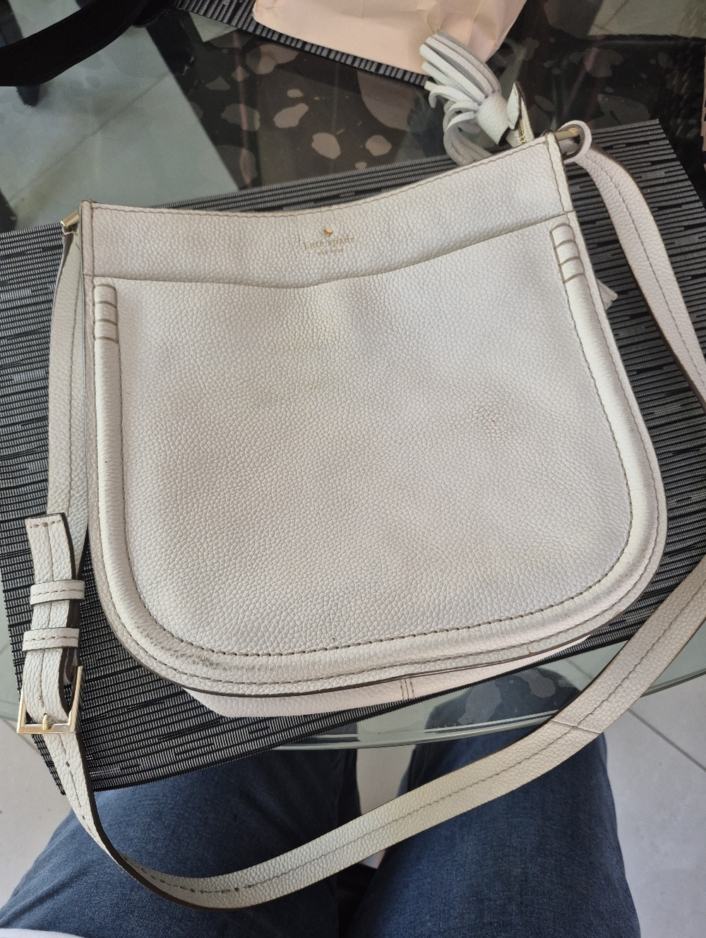 Kate Spade Ivory Pebbled Leather Crossbody Bag